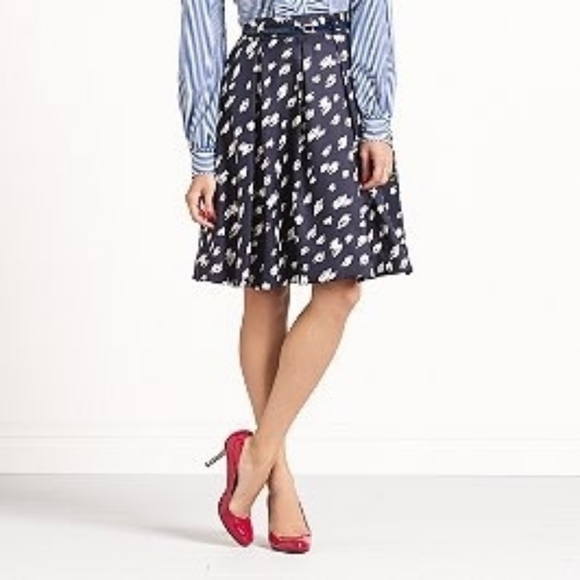 Kate Spade Navy and White Lillith silk skirt 10 - Picture 1 of 7